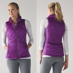 Lululemon Down For a Run Vest 8 Quilted Full Zip Puffer Goose Down Tender Violet
